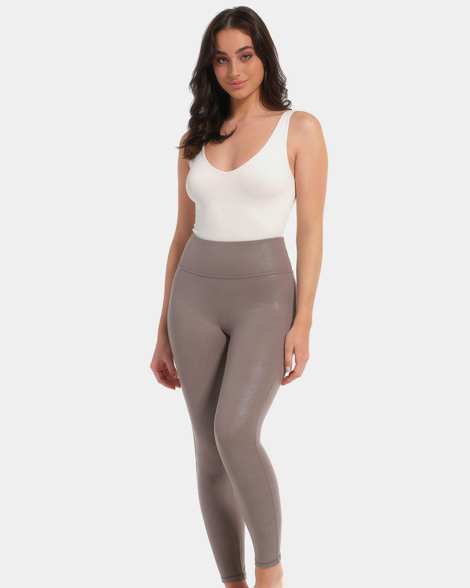 Magic Leather Look Leggings Espresso - Härliga Under
