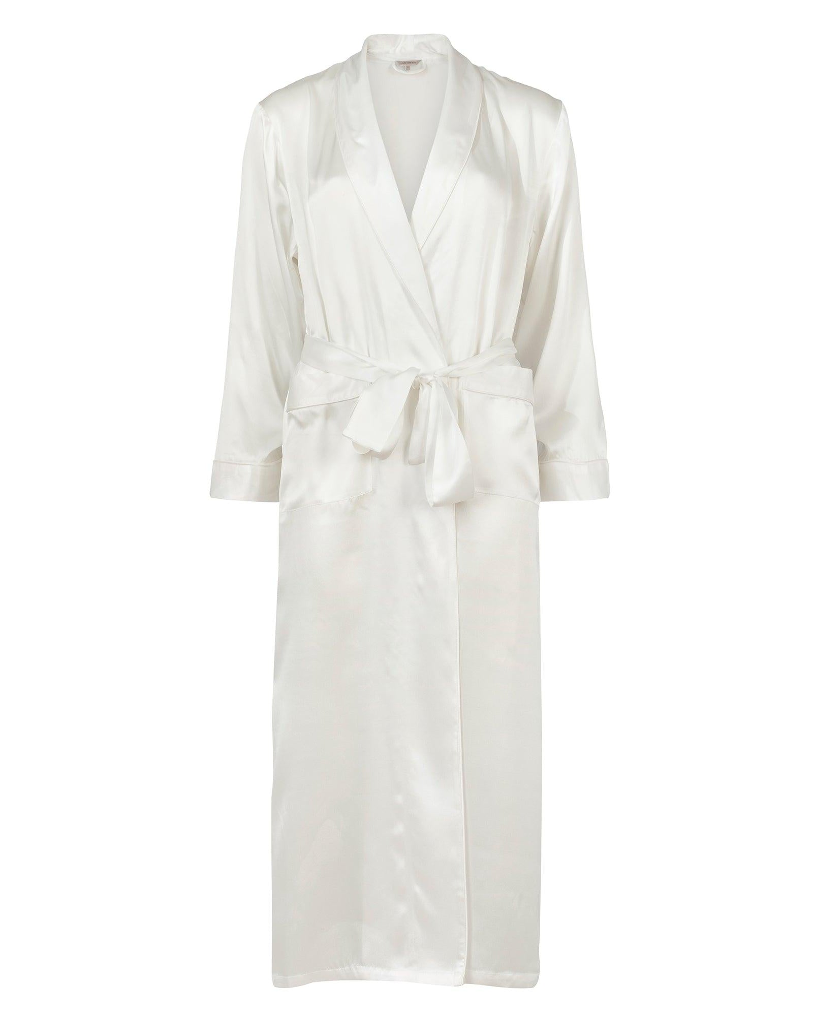 Lady Avenue Pure Silk Long Robe Off-white - Härliga Under