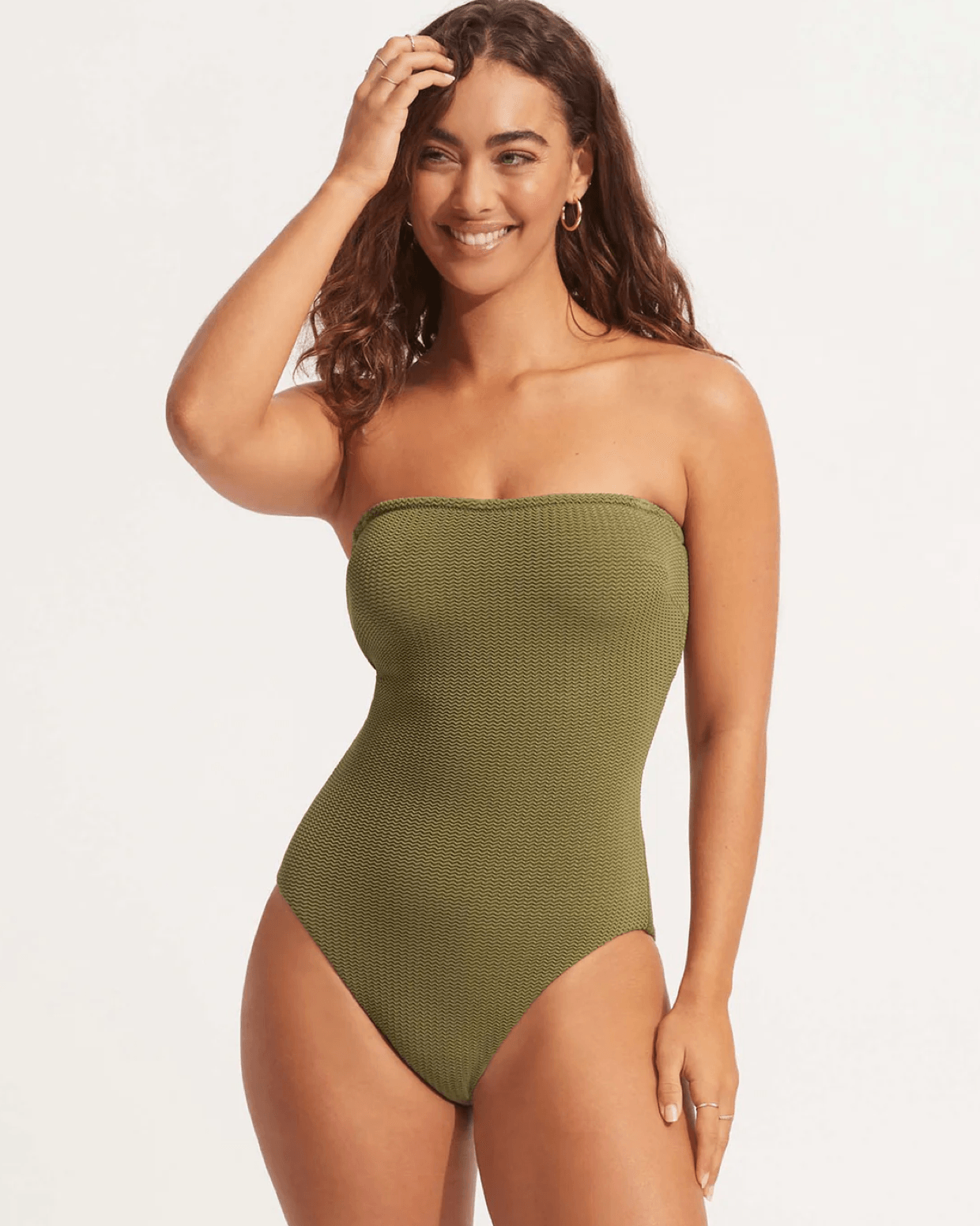 Seafolly Bandeau Baddräkt Khaki - Härliga Under