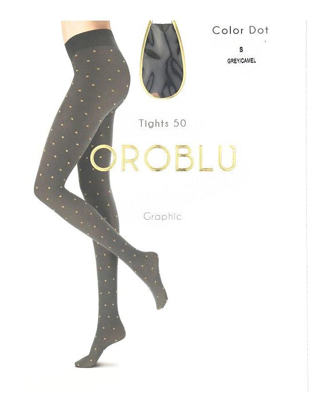 Oroblu Strumpbyxor 50 Polka Dot Grey Camel - Härliga Under