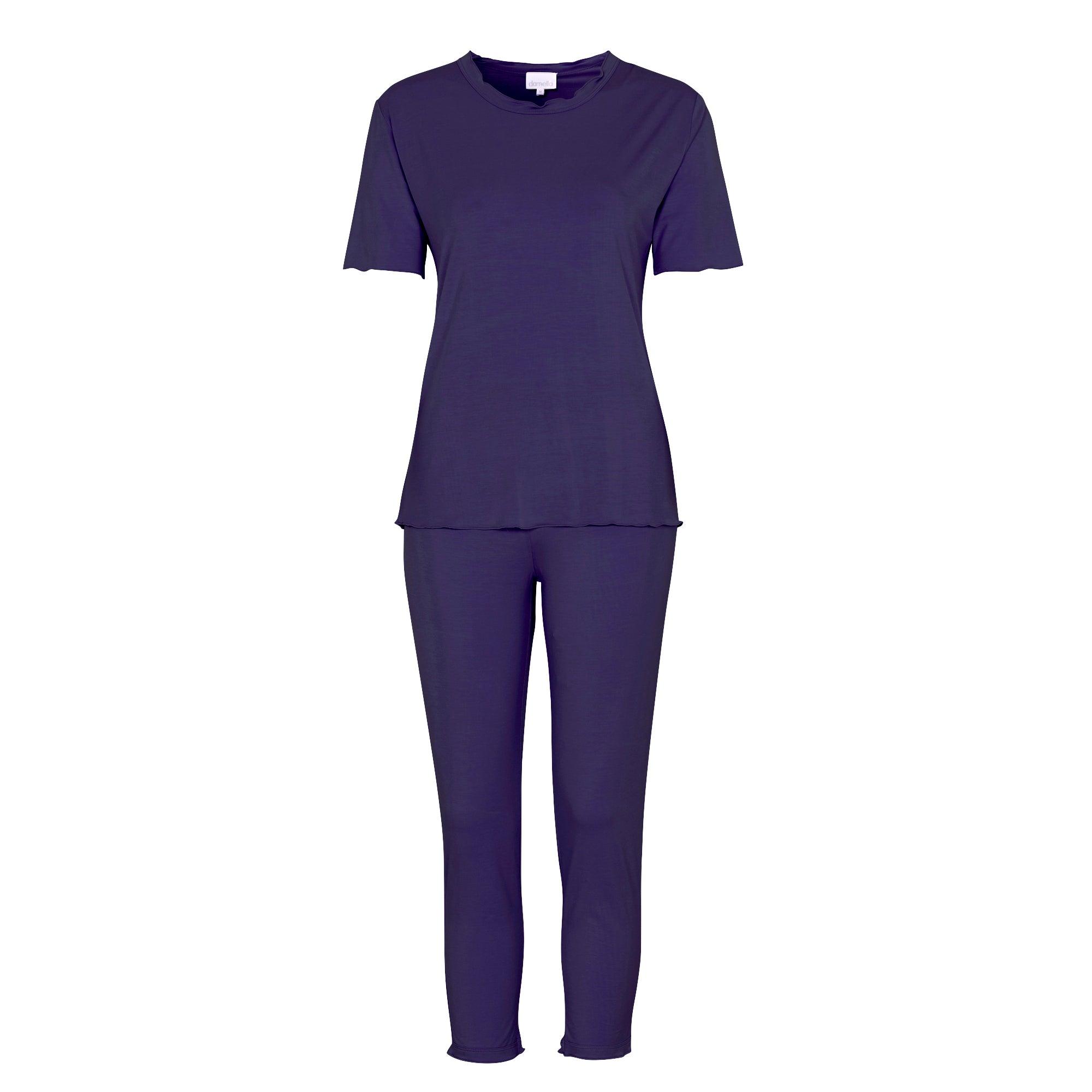 Damella Bamboo PJ Kort Ärm Marinblå - Härliga Under