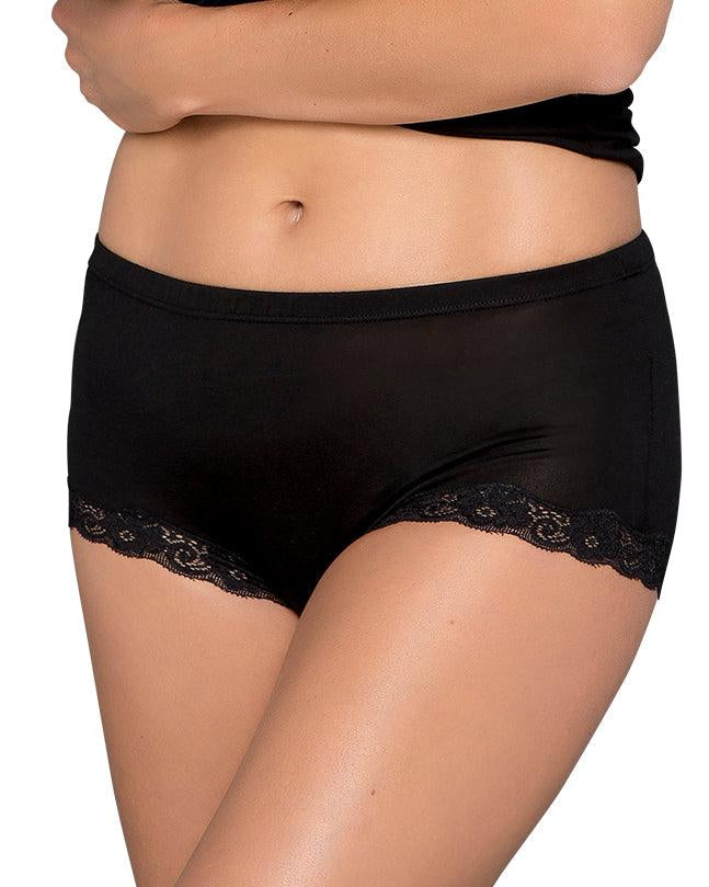 Lady Avenue Silk Jersey Shortstrosor Lace Black - Härliga Under