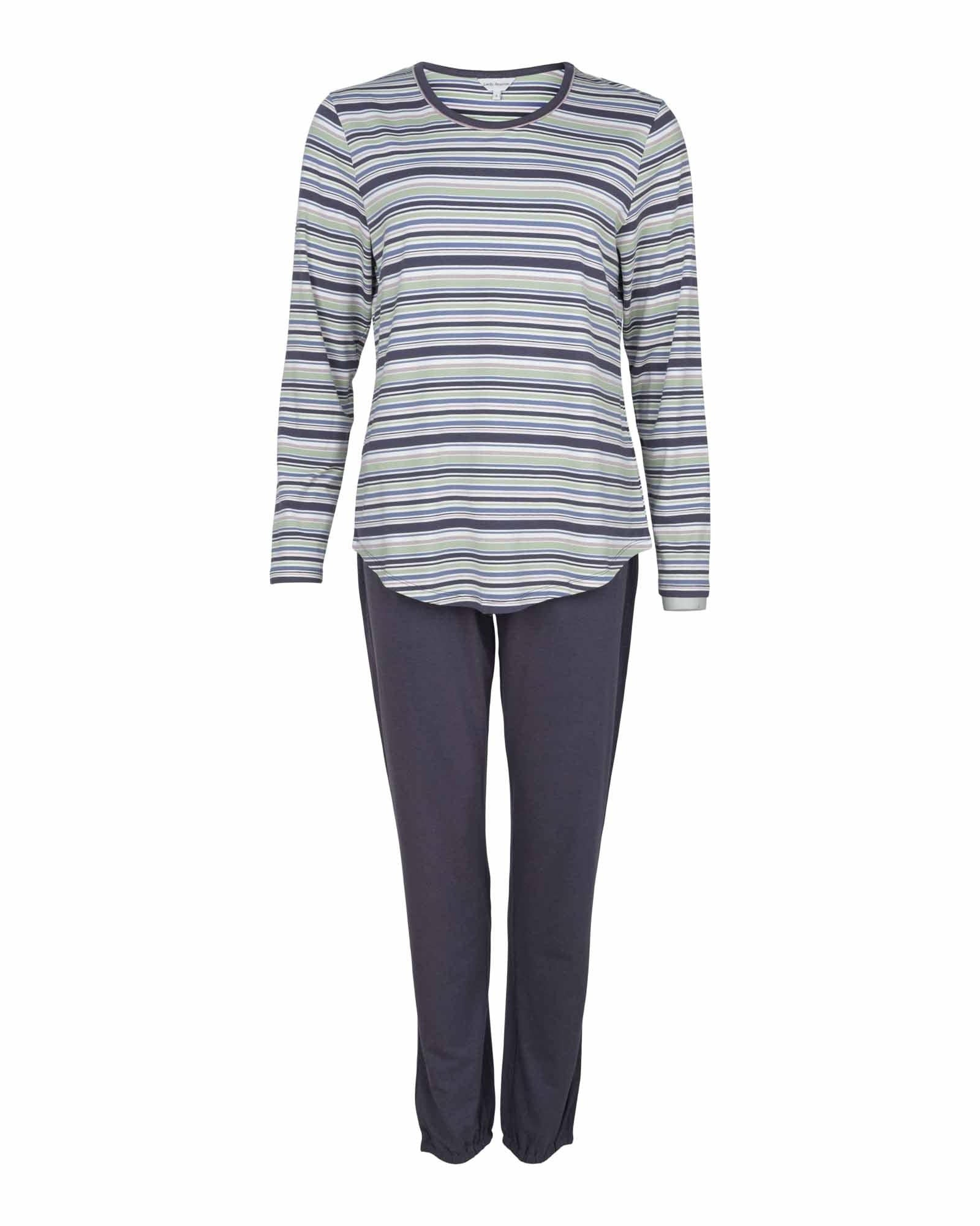 Bambu Pyjamas Lång Ärm Grå Randig - Härliga Under