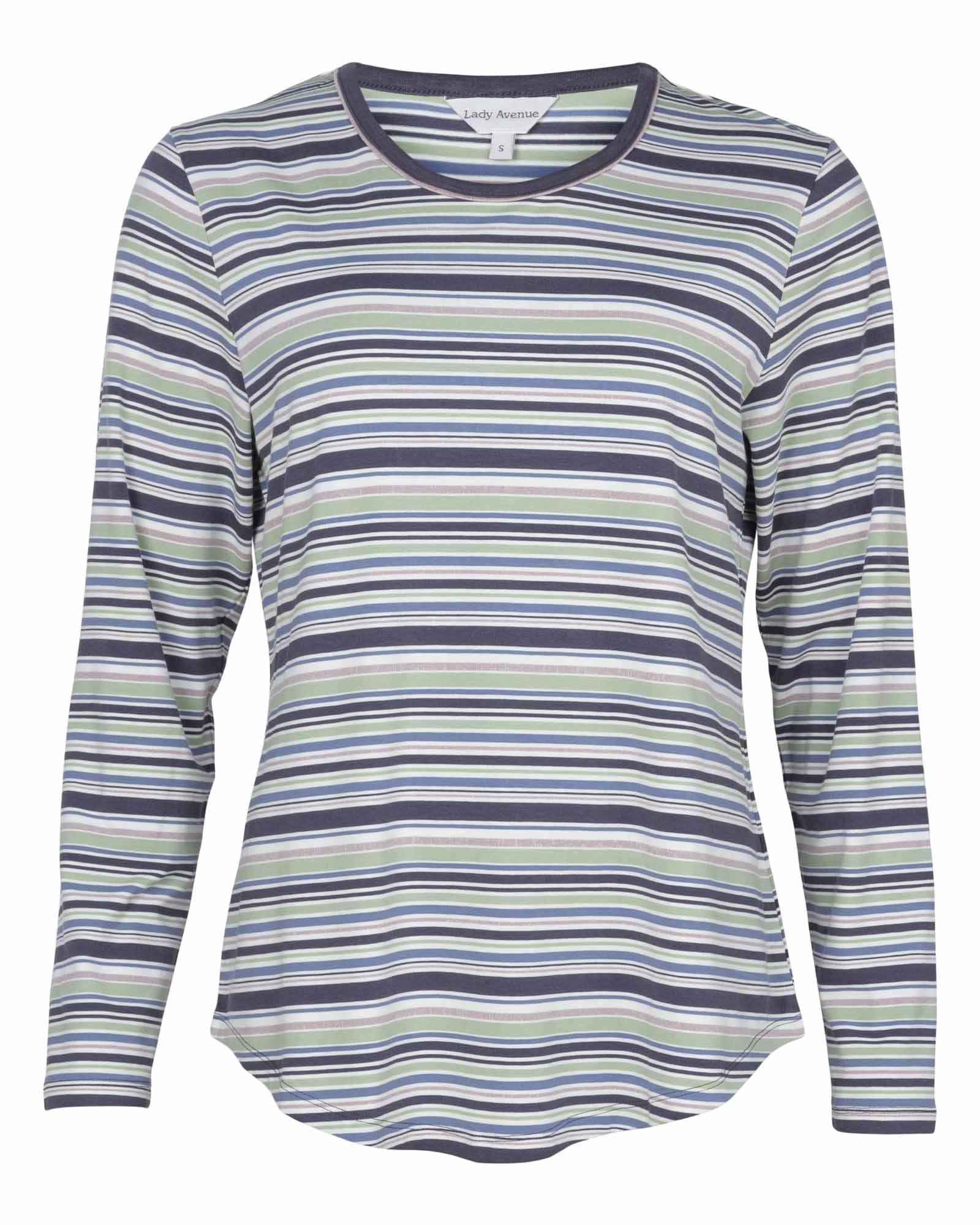 Bambu Pyjamas Lång Ärm Grå Randig - Härliga Under
