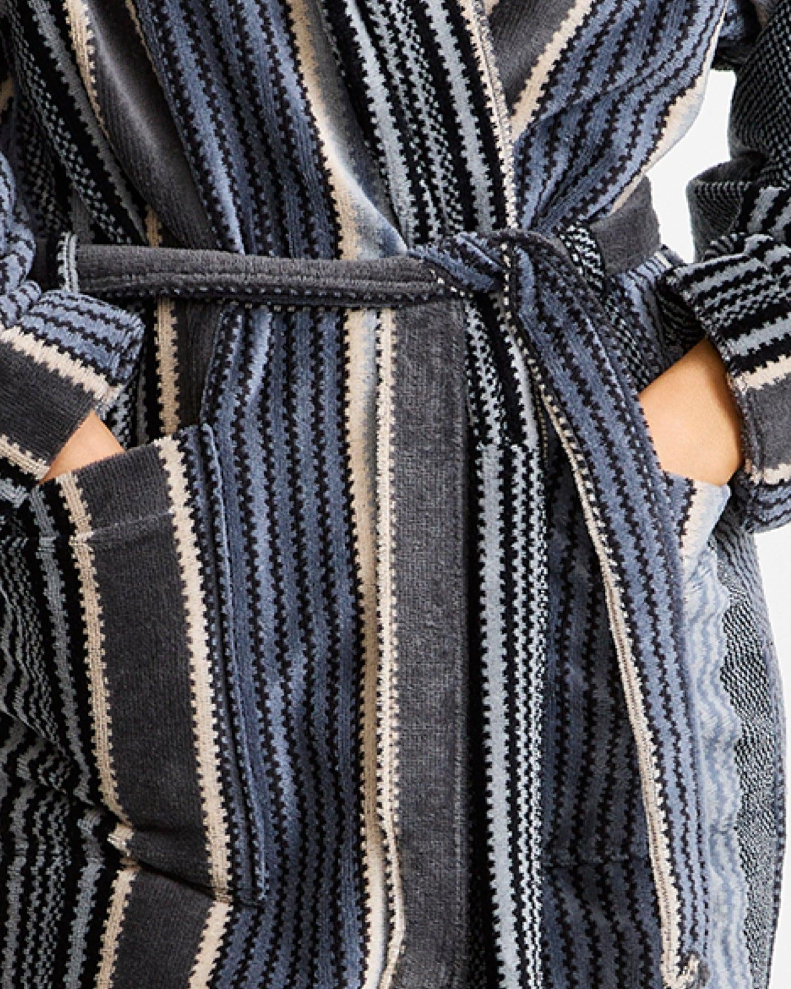 Damella Unisex Torekov Morgonrock Grey Stripe - Härliga Under
