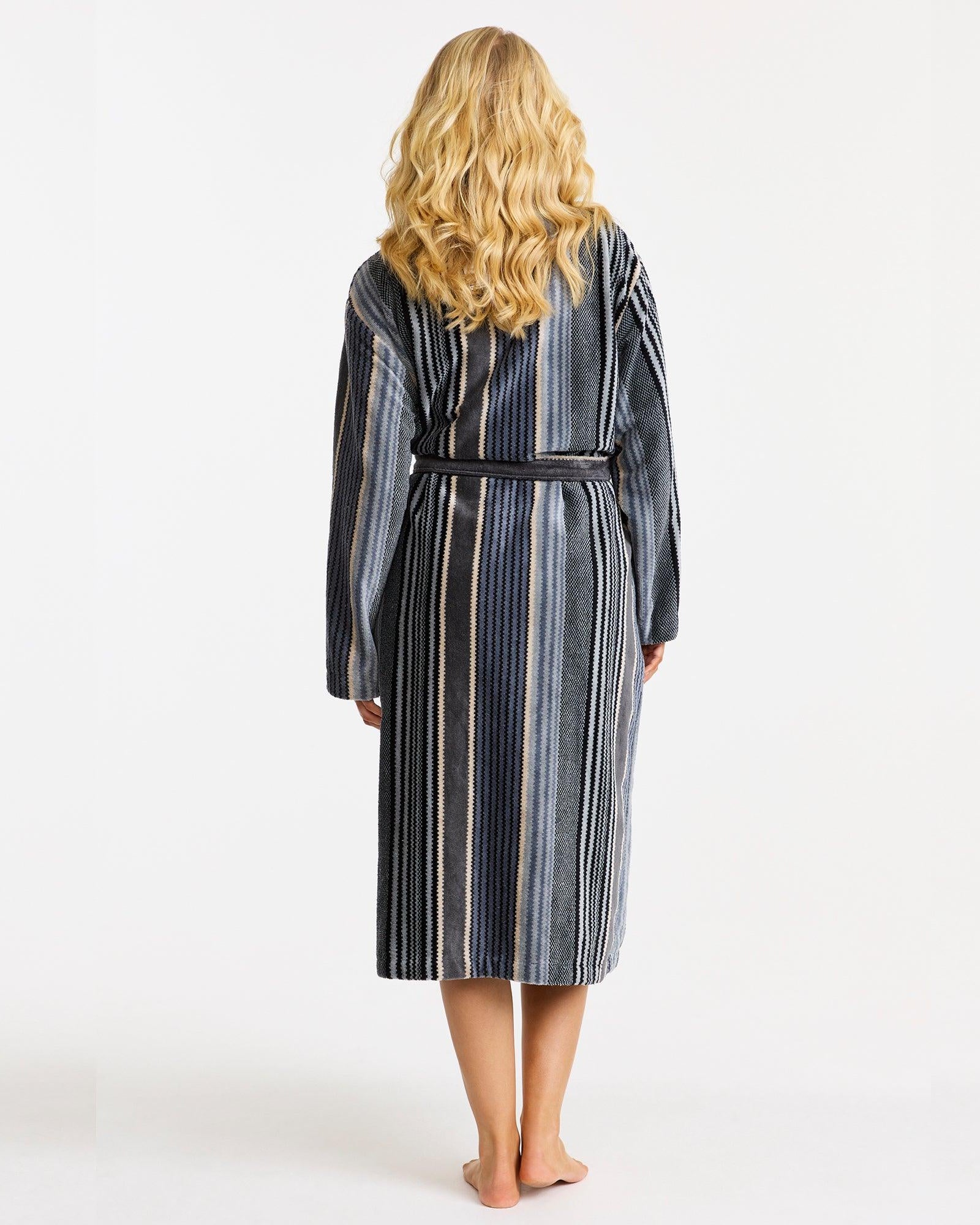 Damella Unisex Torekov Morgonrock Grey Stripe - Härliga Under