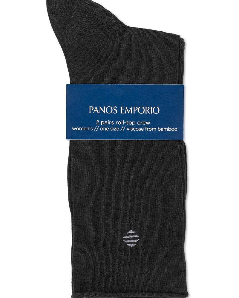 Panos Bambu Strumpa Roll-topp Jenny Svart 2-pack 36-40 - Härliga Under