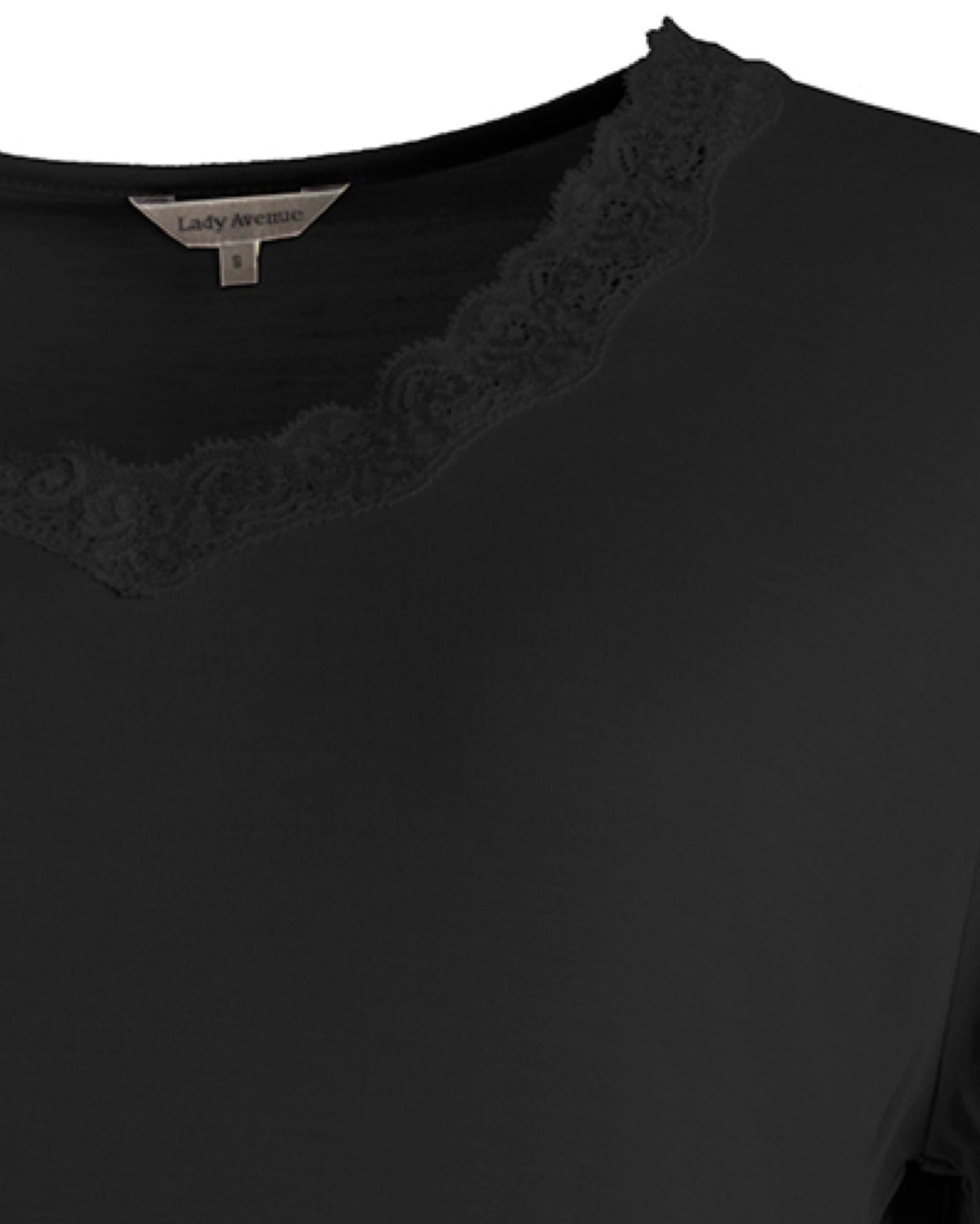 Lady Avenue Nattlinne Lång Ärm Silk Jersey Black - Härliga Under