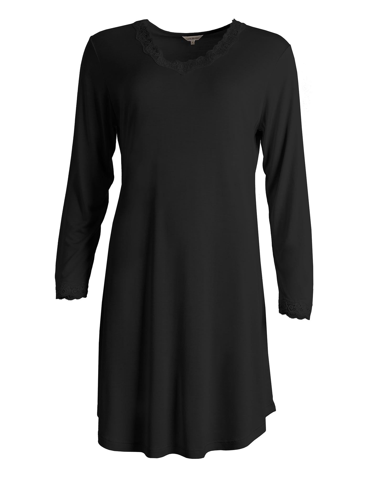 Lady Avenue Nattlinne Lång Ärm Silk Jersey Black - Härliga Under