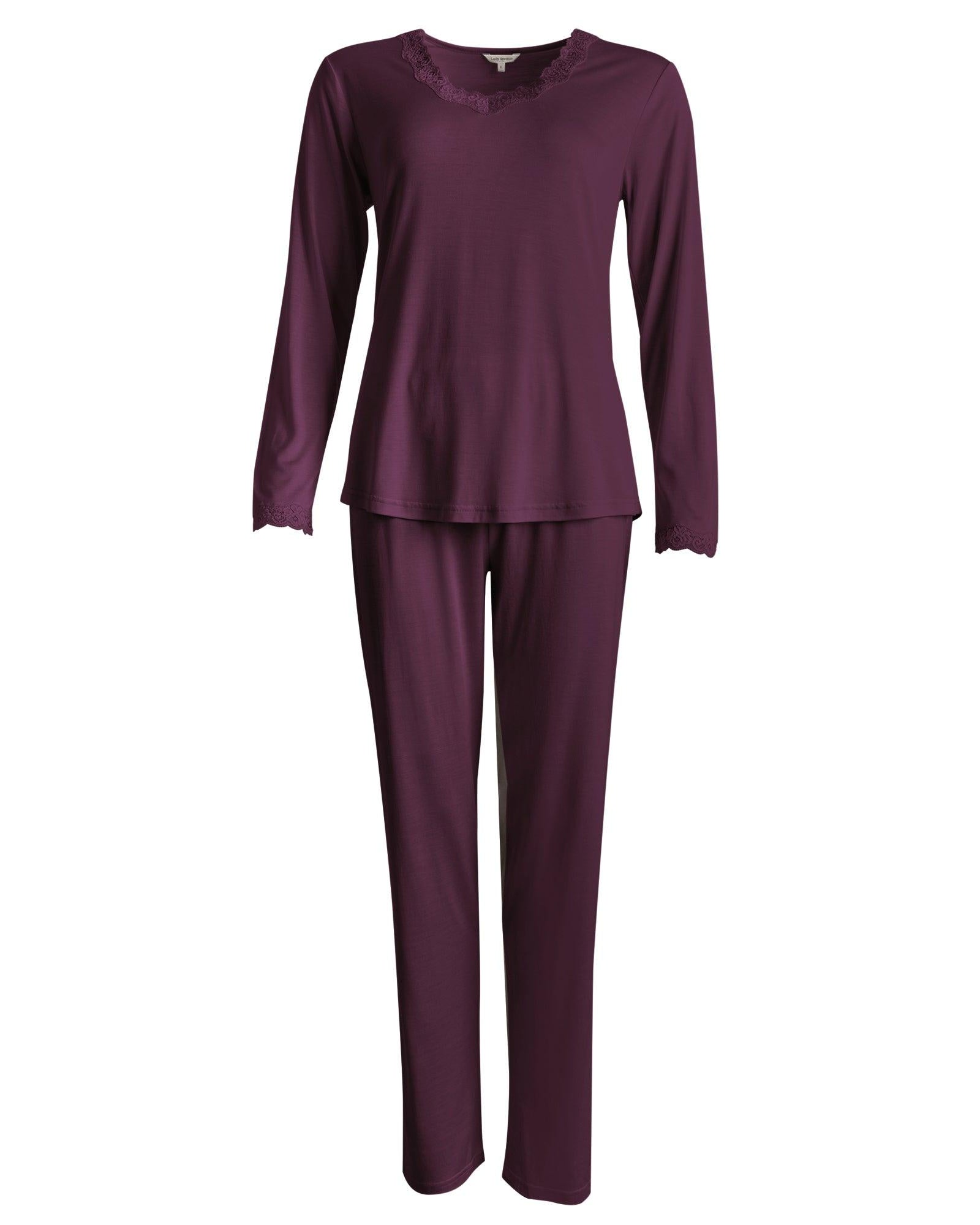 Lady Avenue Silk Jersey Pyjamas Plum - Härliga Under