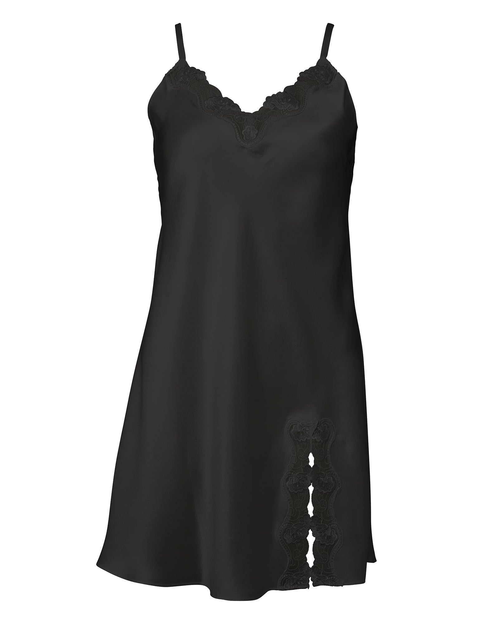 Lady Avenue Pure Silk Slip Lace Black - Härliga Under