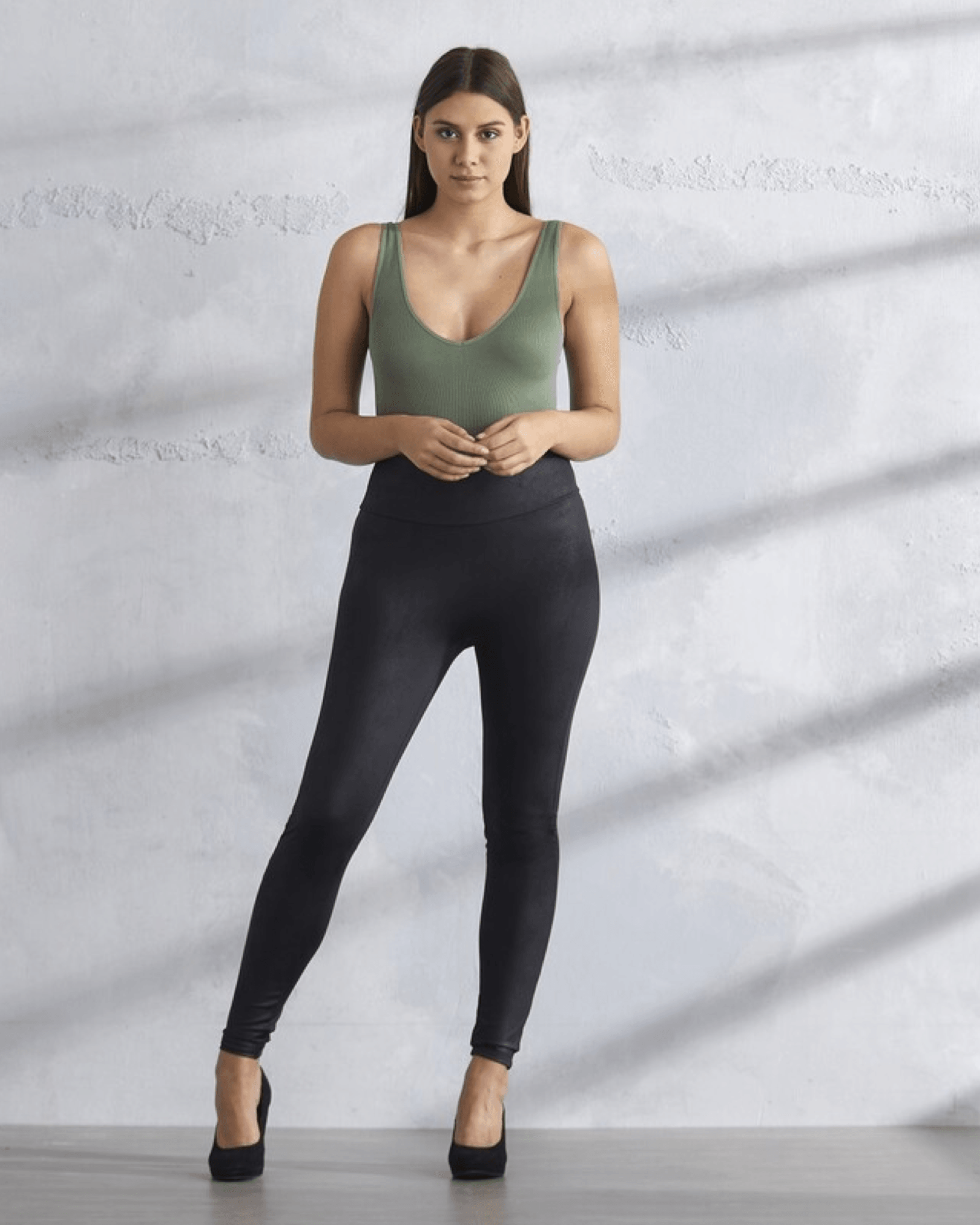 Magic Leather Look Leggings Black - Härliga Under