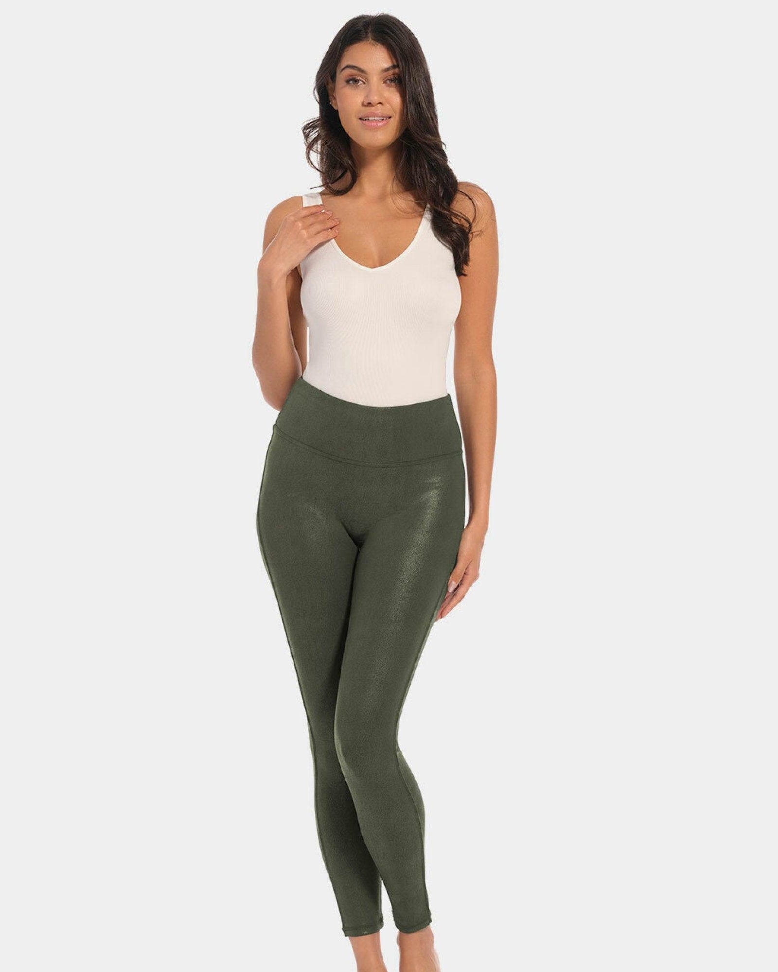 Magic Leather Look Leggings Matcha - Härliga Under