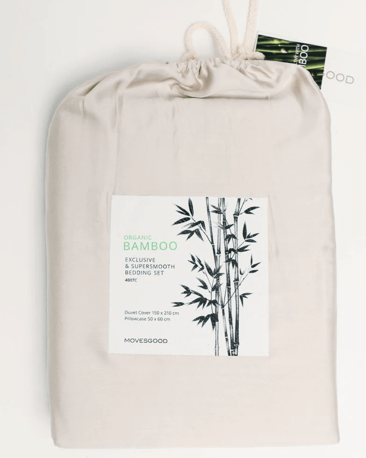 Movesgood Påslakanset Bambu Lyocell Sand 150x210 - Härliga Under