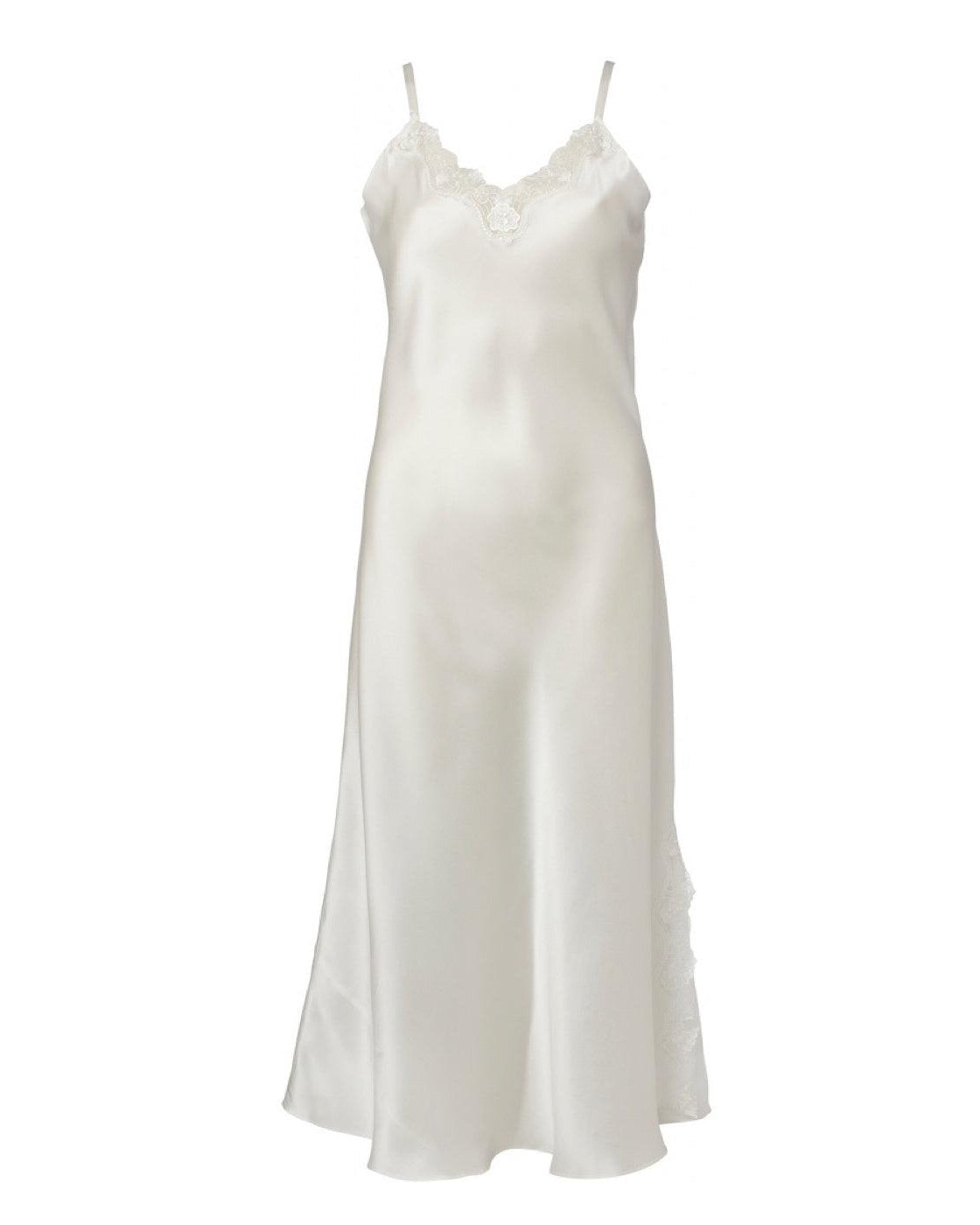 Lady Avenue Long Nightgown Pure Silk Off-white - Härliga Under