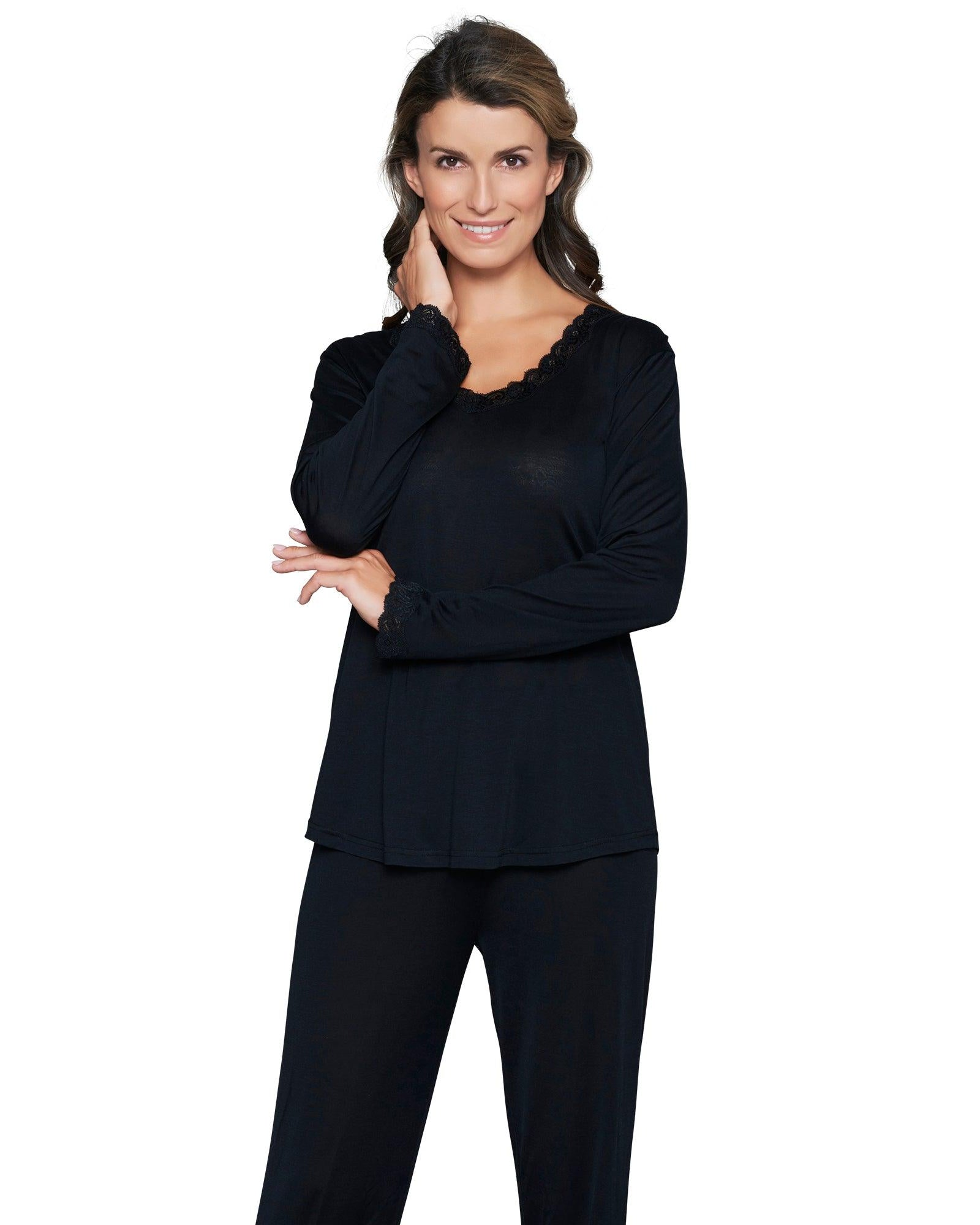 Lady Avenue Silk Jersey Pyjamas Svart - Härliga Under