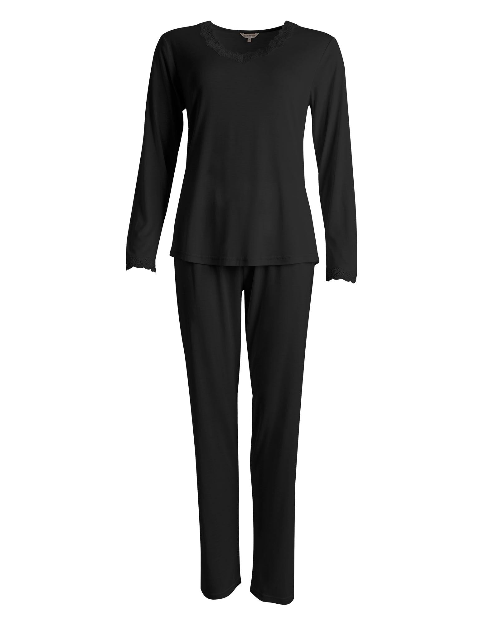 Lady Avenue Silk Jersey Pyjamas Svart - Härliga Under