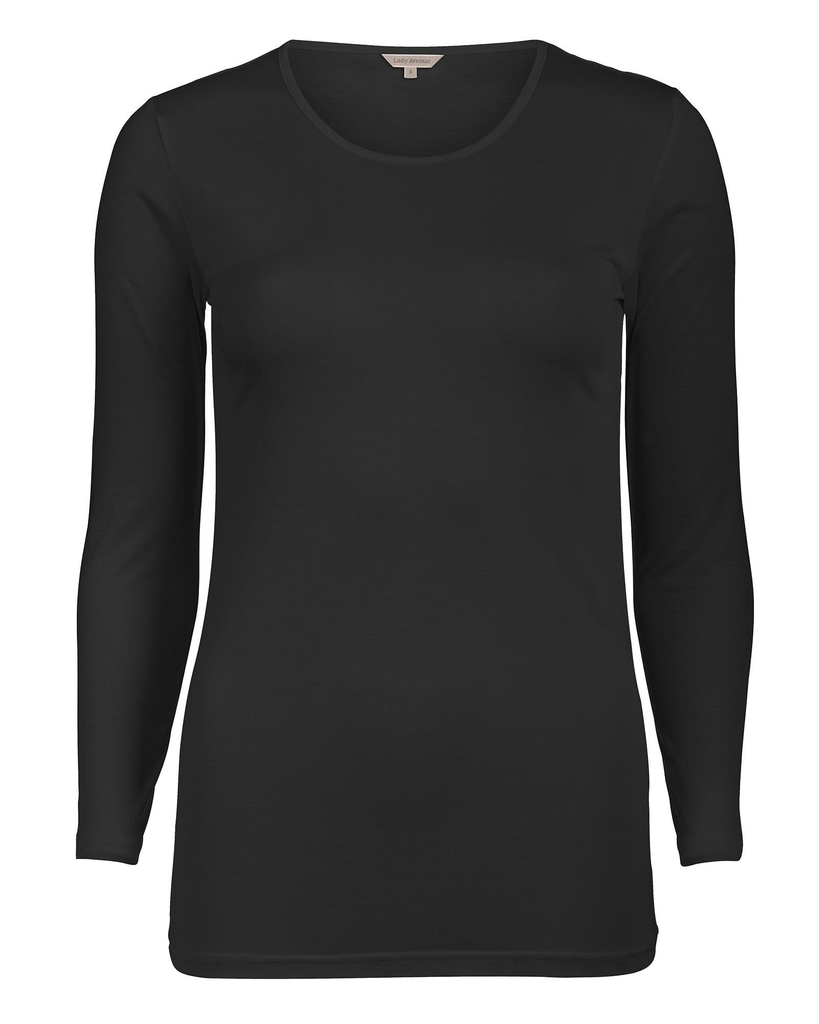 Lady Avenue T-shirt Långärmad Silk jersey Black - Härliga Under