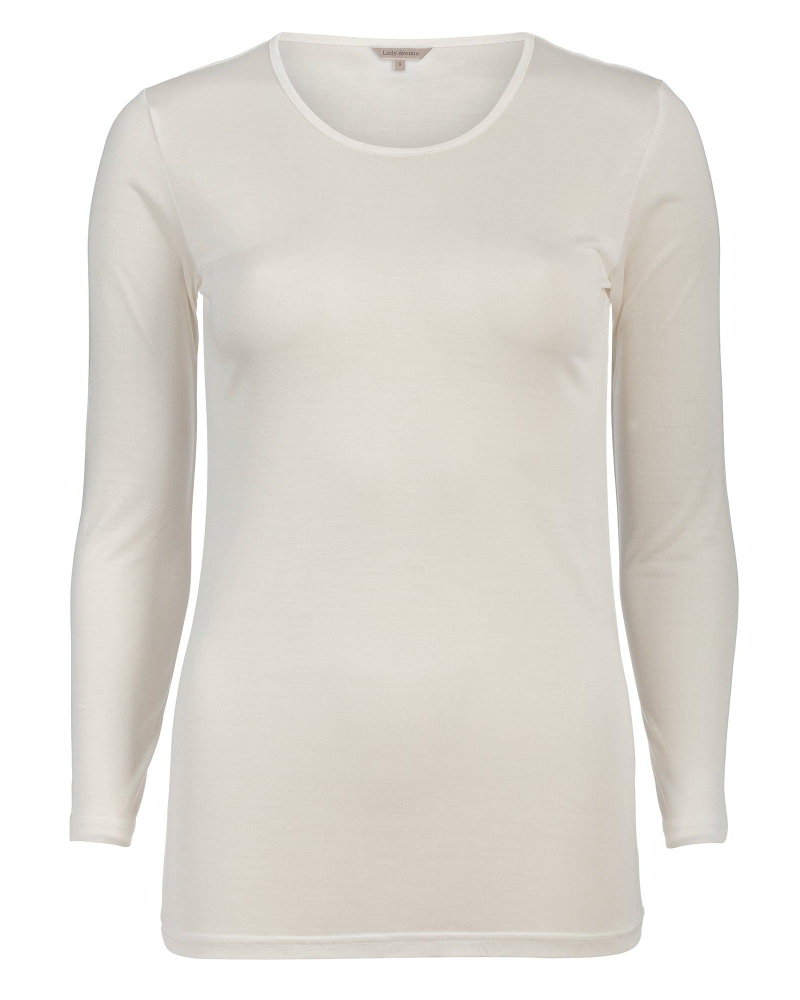 Lady Avenue T-shirt Långärmad Silk jersey Off-white - Härliga Under