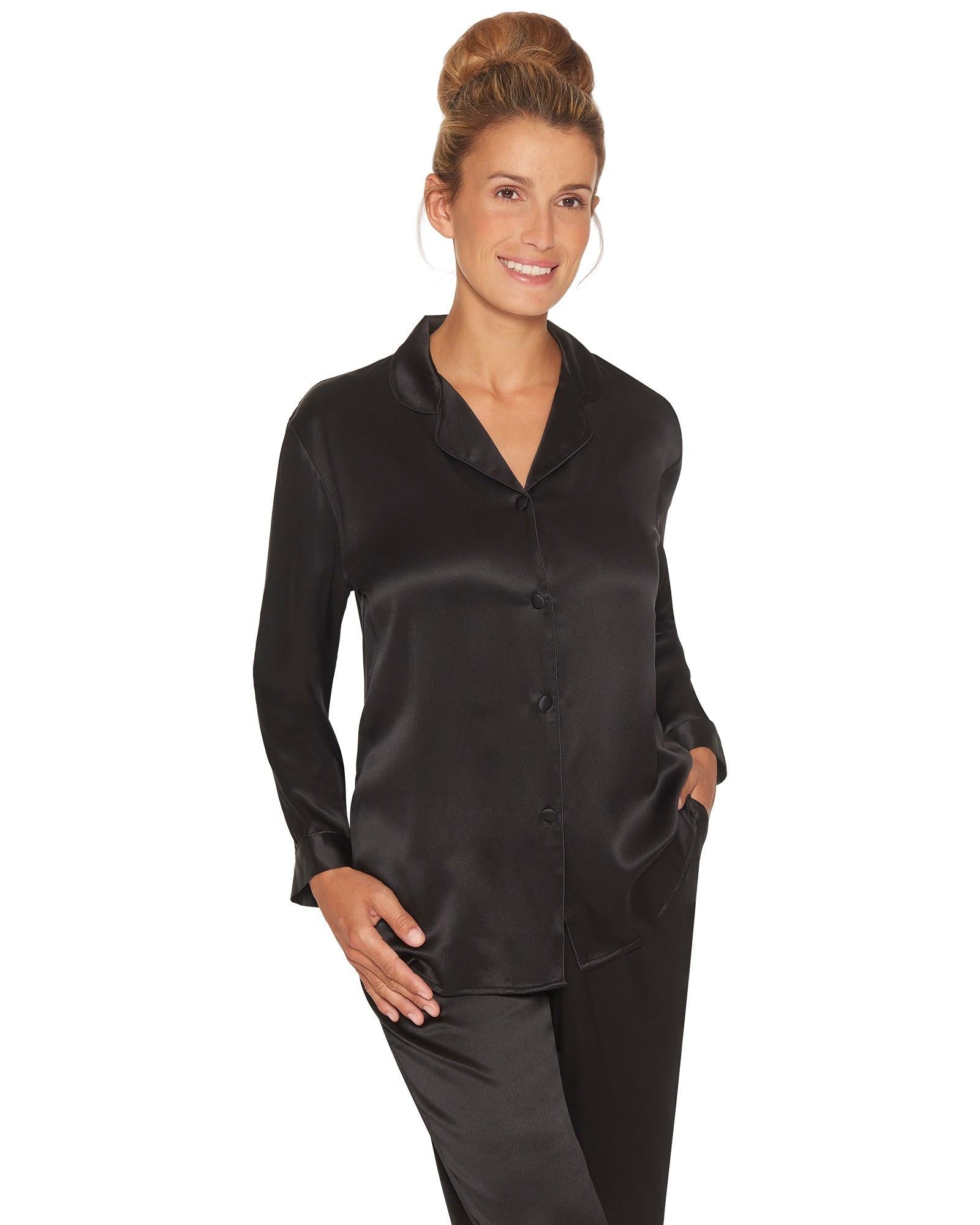 Lady Avenue Pure Silk Pyjamas Black - Härliga Under