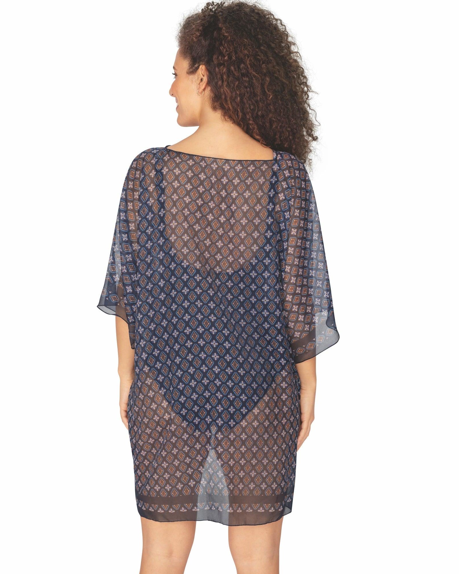 Amoena Strandtunika Blå Vit Boho Vibes One Size - Härliga Under