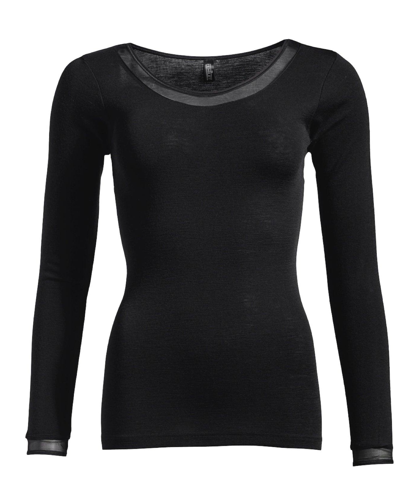Femilet Merino T-shirt Lång Ärm Juliana Black - Härliga Under