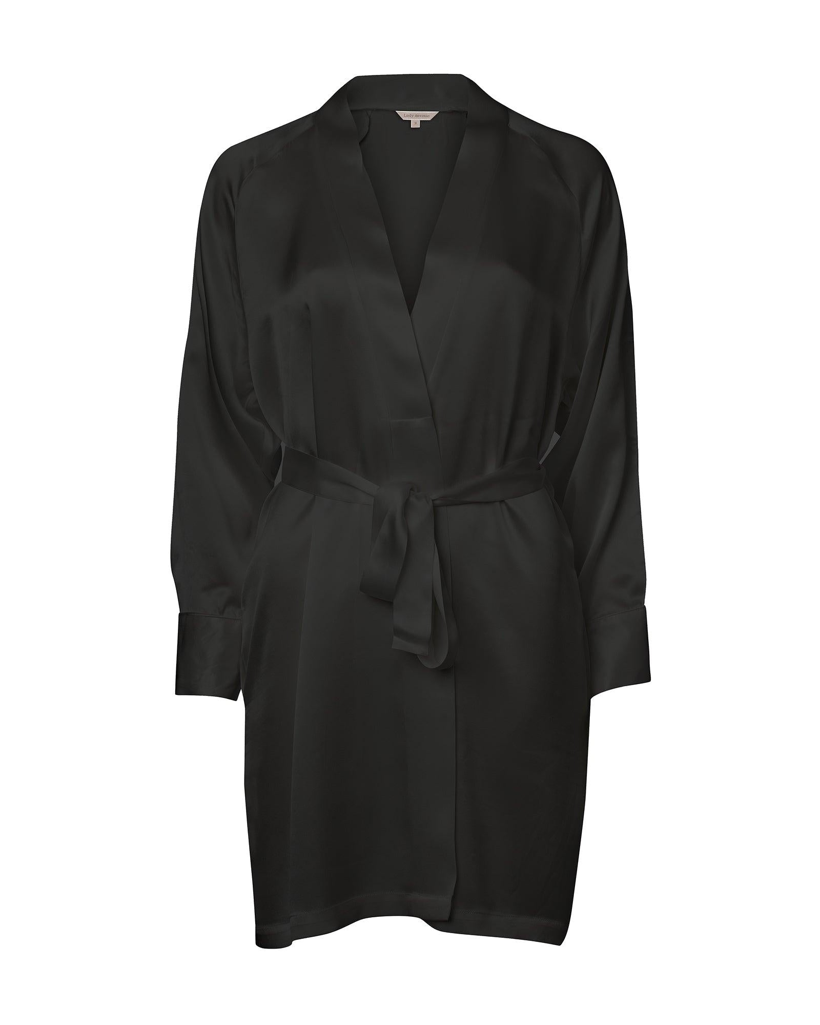 Lady Avenue Kimonon Pure Silk Black - Härliga Under