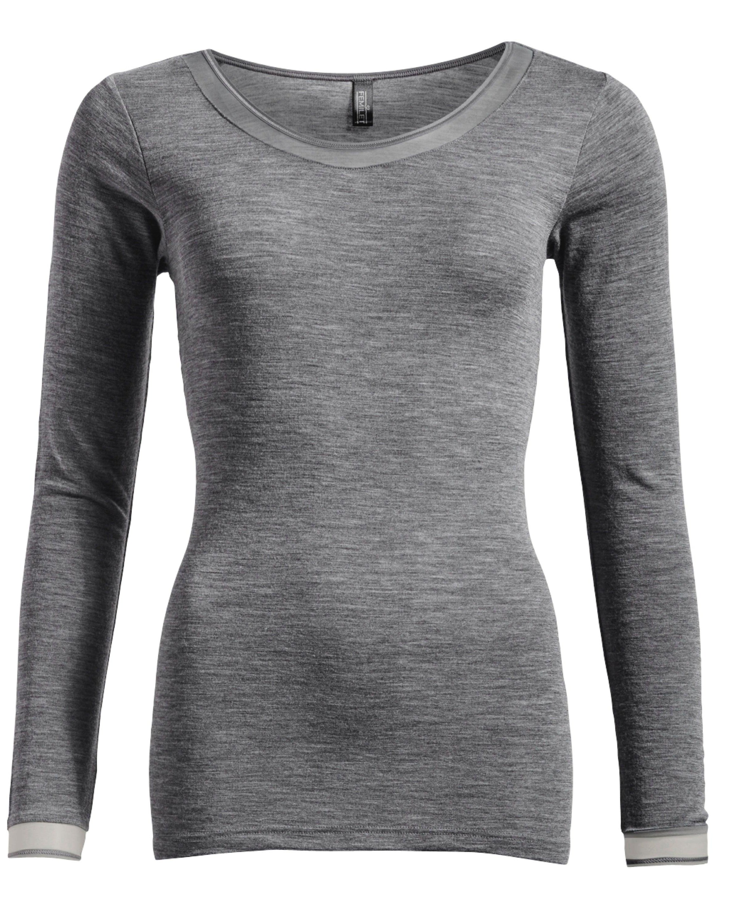 Femilet Merino T-shirt Lång Ärm Juliana Grey - Härliga Under