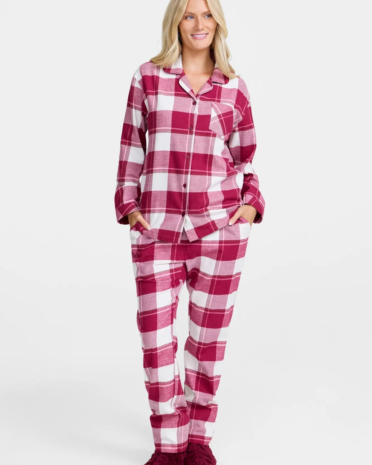 Damella Flanellpyjamas Molly Ivory/Wine