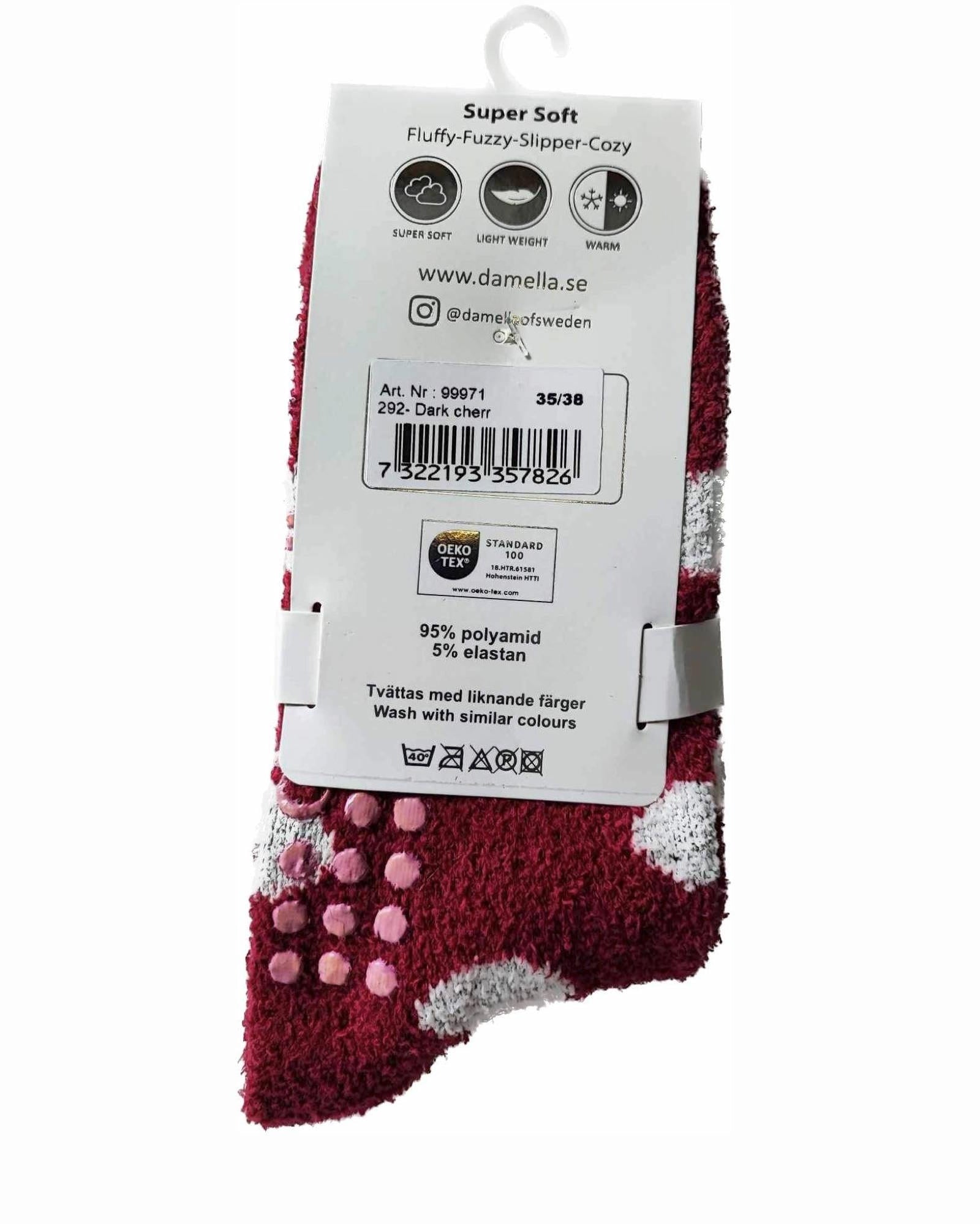 Damella Fluffy Socka Anti-slip Dot Cherry - Härliga Under