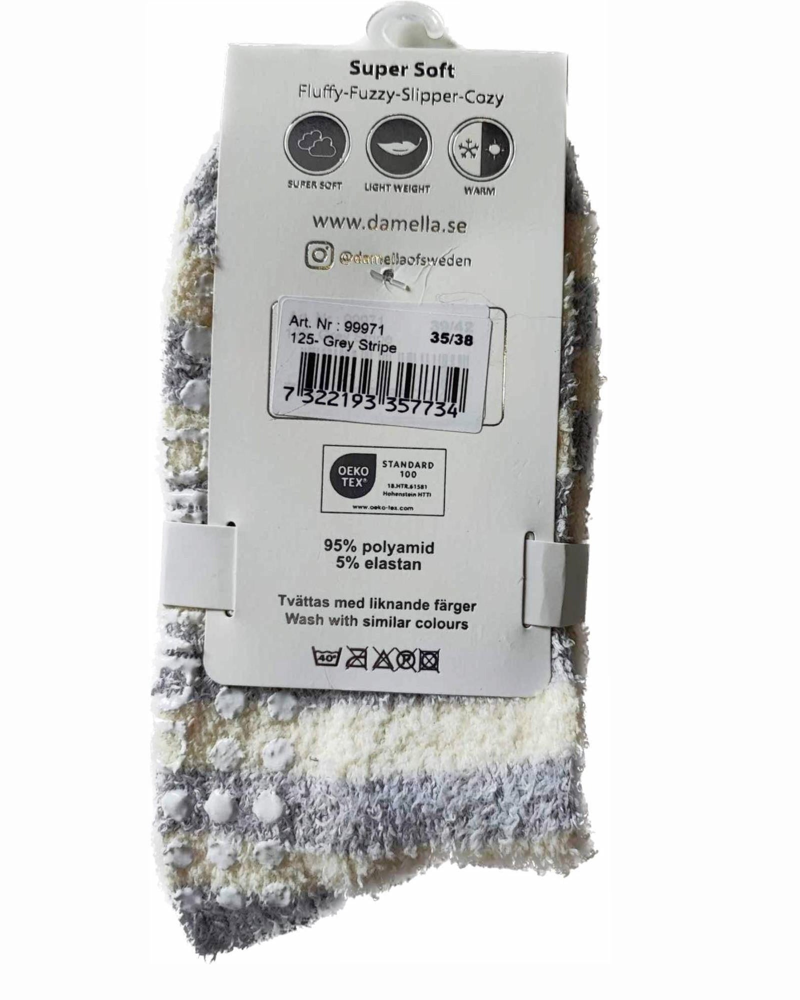 Damella Anti Slip Socka Fluffy Grå Vit - Härliga Under