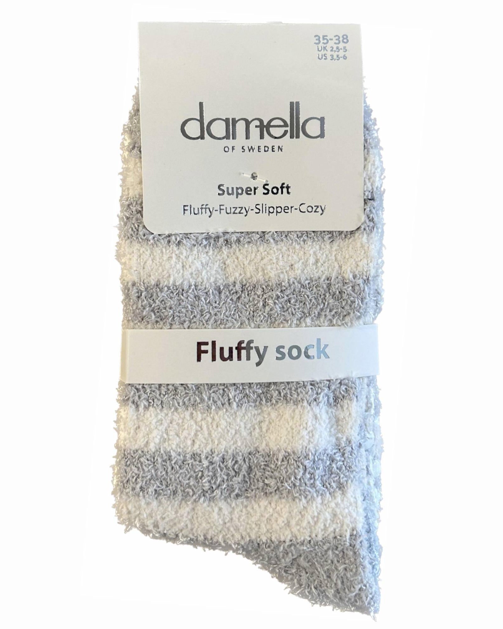 Damella Anti Slip Socka Fluffy Grå Vit - Härliga Under