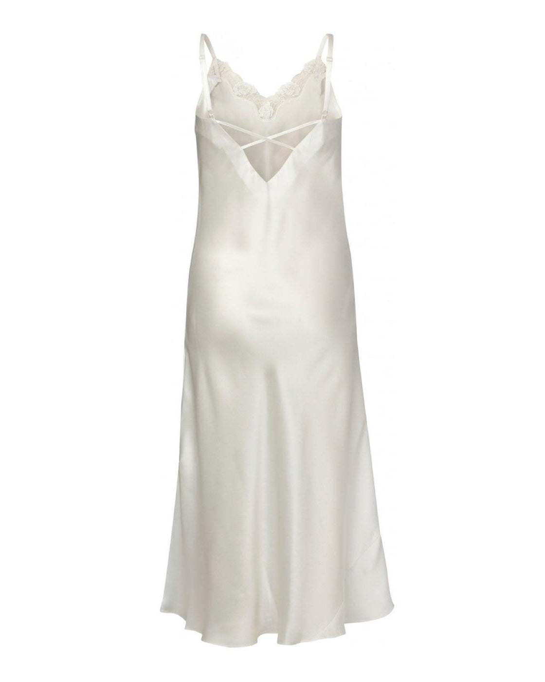 Lady Avenue Long Nightgown Pure Silk Off-white - Härliga Under