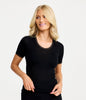 Damella Top Merinoull/ Siden Svart T-shirt