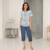 Lady Avenue Bambu Pyjamas Med Piratbyxa Blue Safari