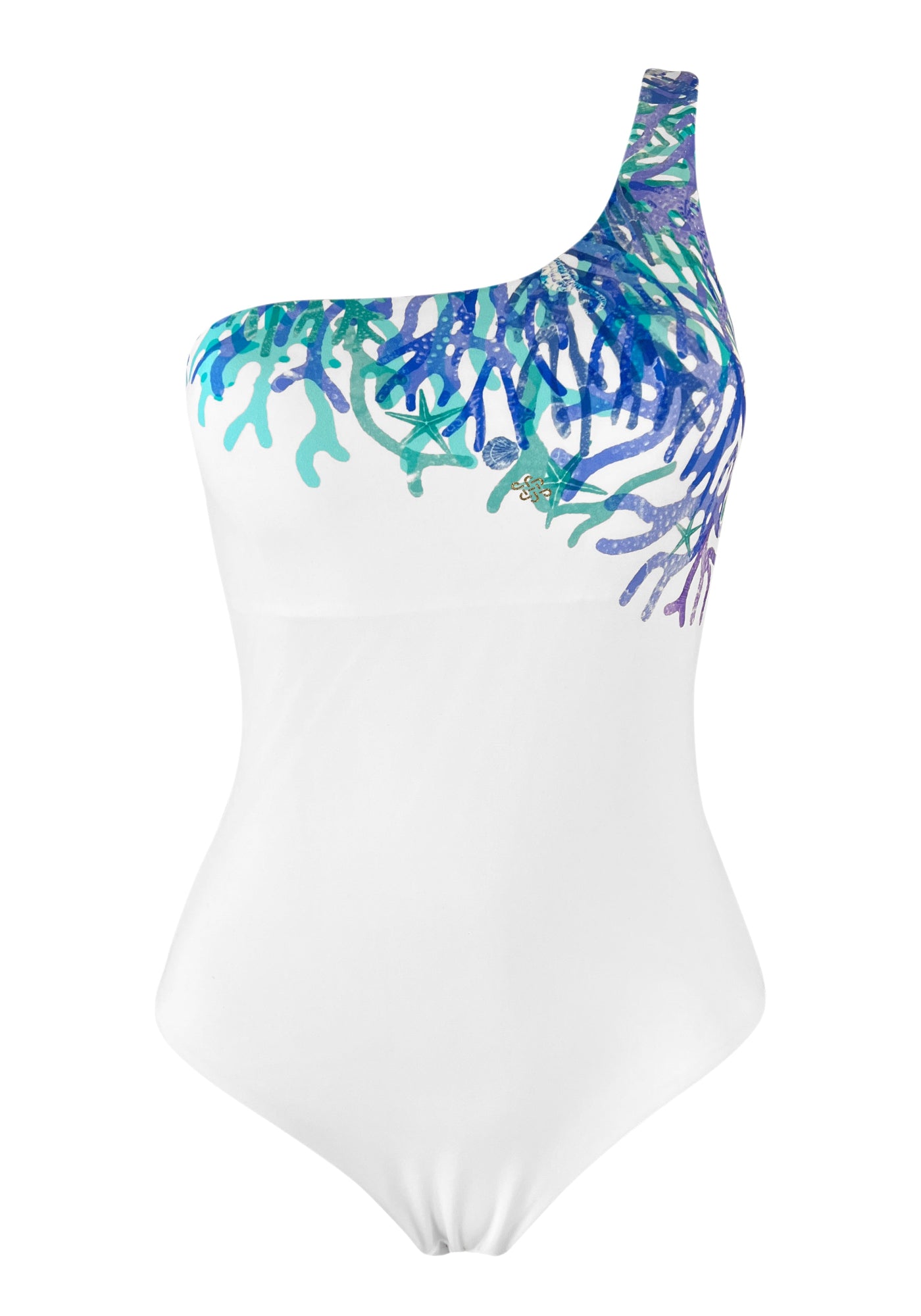 Coral Blue Over One Shoulder Onepiece w Removable cups - www.kaandabeachlife.se