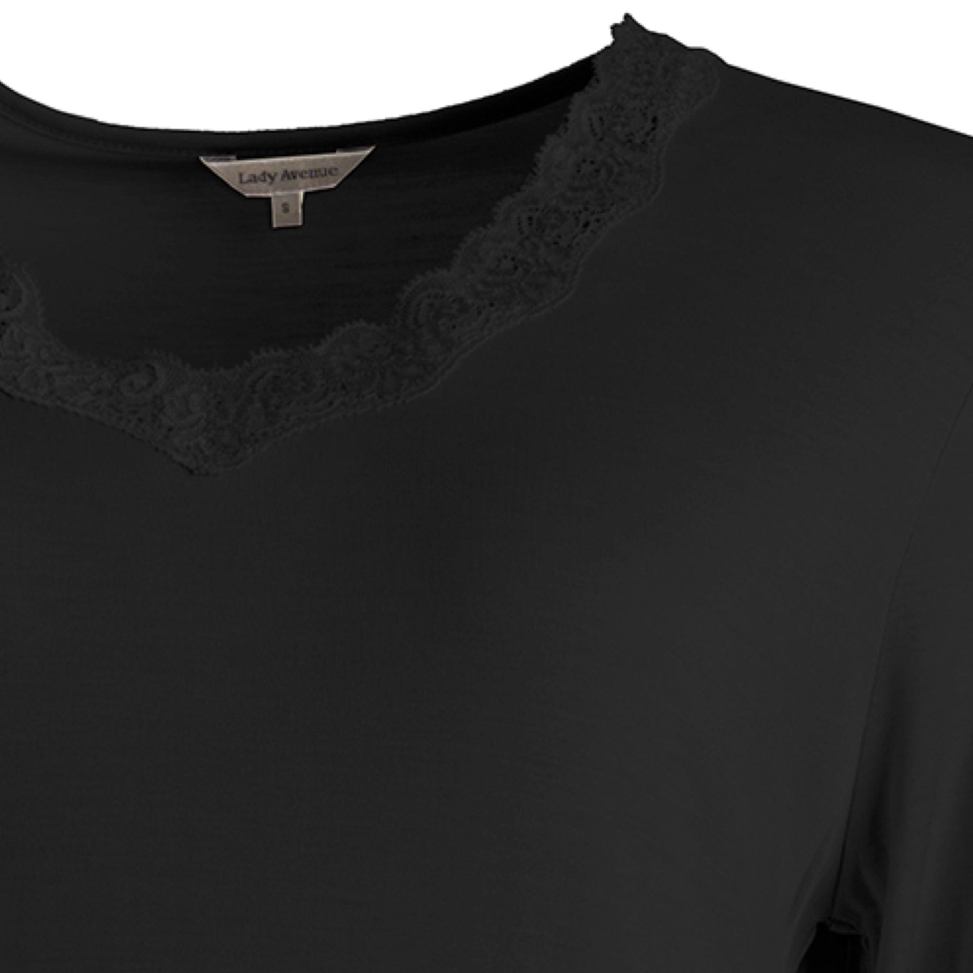 Lady Avenue Nattlinne Lång Ärm Silk Jersey Black - Härliga Under