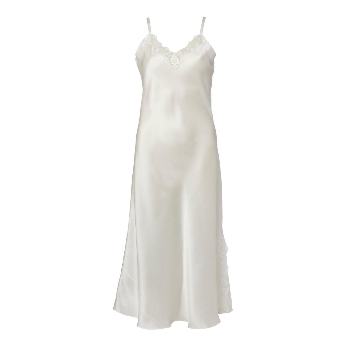 Lady Avenue Long Nightgown Pure Silk Off-white - Härliga Under