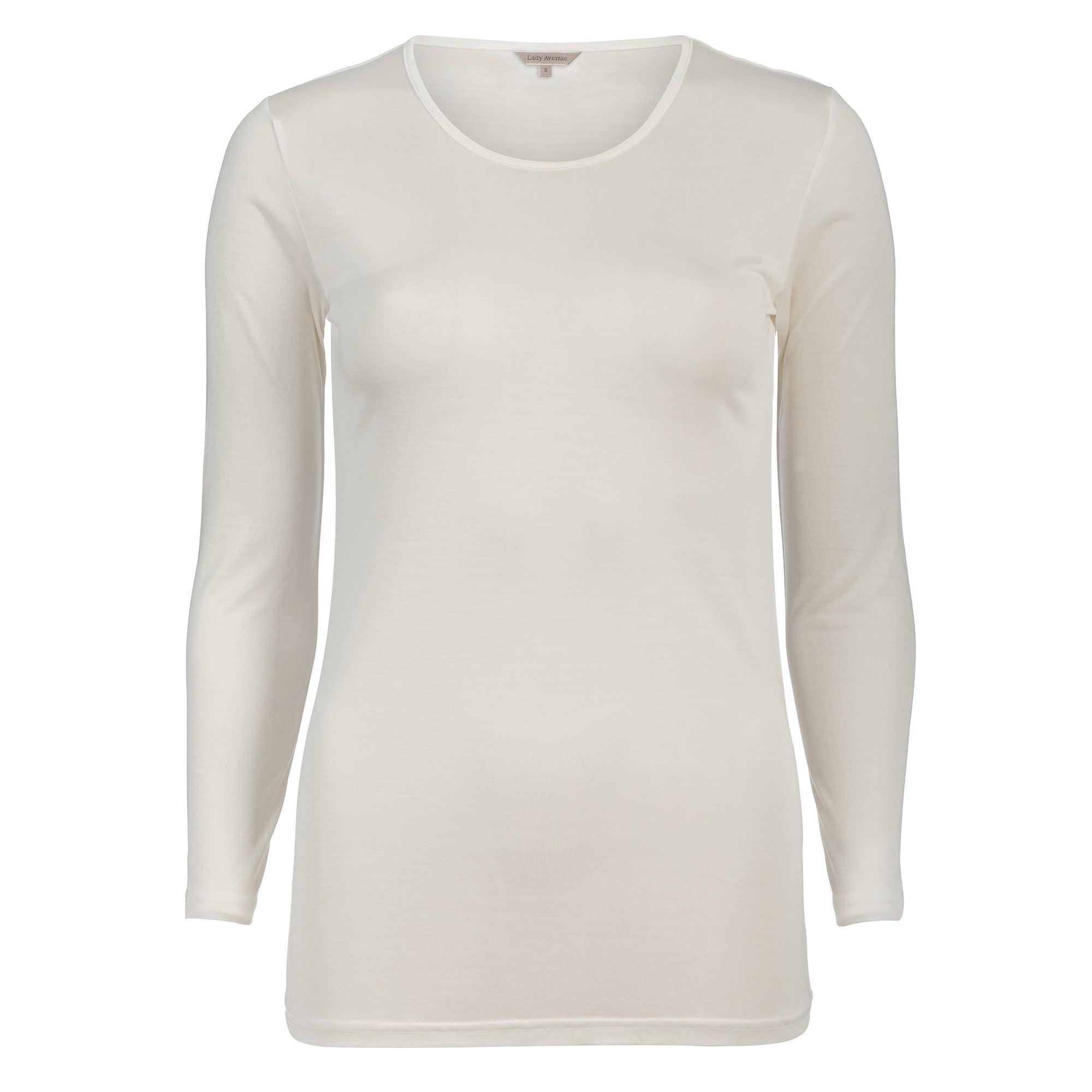 Lady Avenue T-shirt Långärmad Silk jersey Off-white - Härliga Under