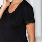 Lady Avenue Nattlinne Kort Ärm Silk Jersey Black - Härliga Under