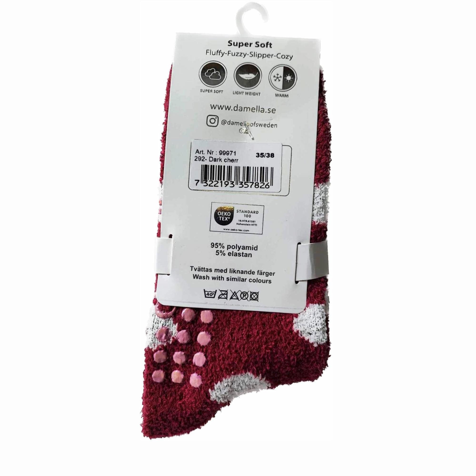 Damella Fluffy Socka Anti-slip Dot Cherry - Härliga Under