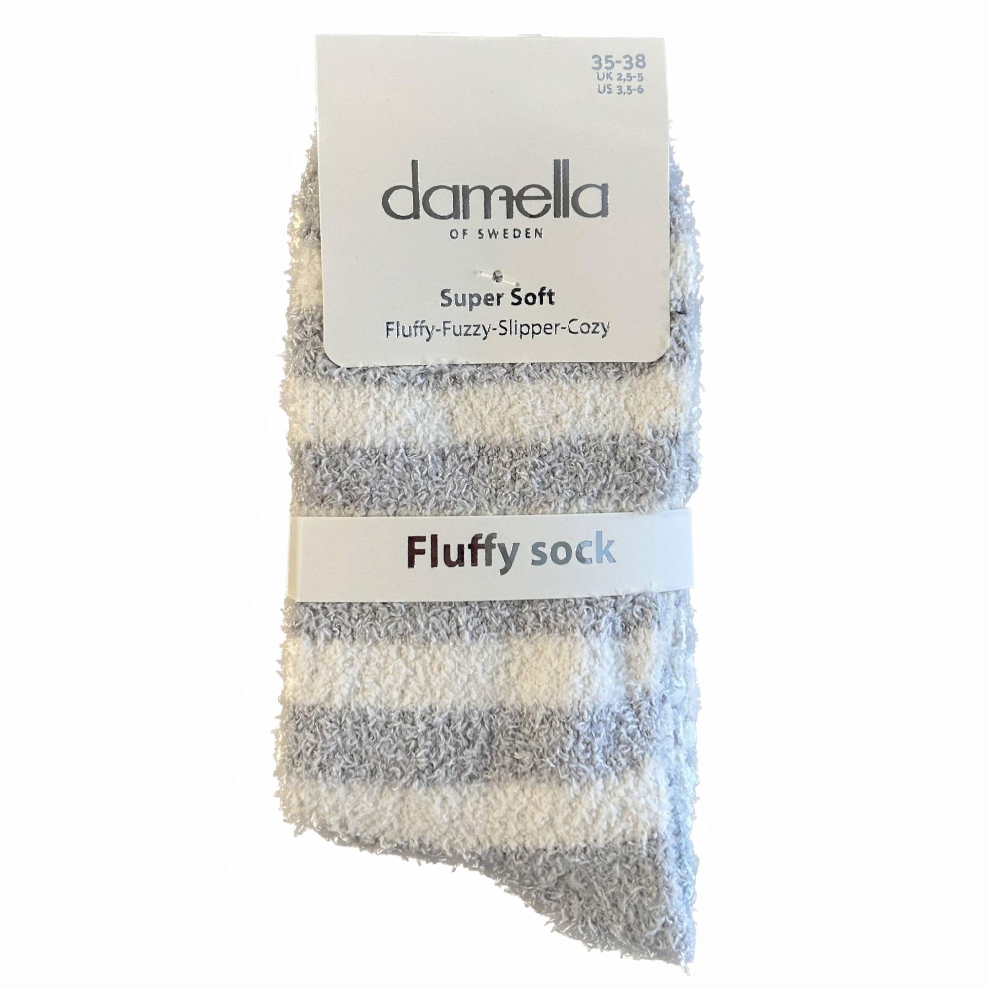 Damella Anti Slip Socka Fluffy Grå Vit - Härliga Under