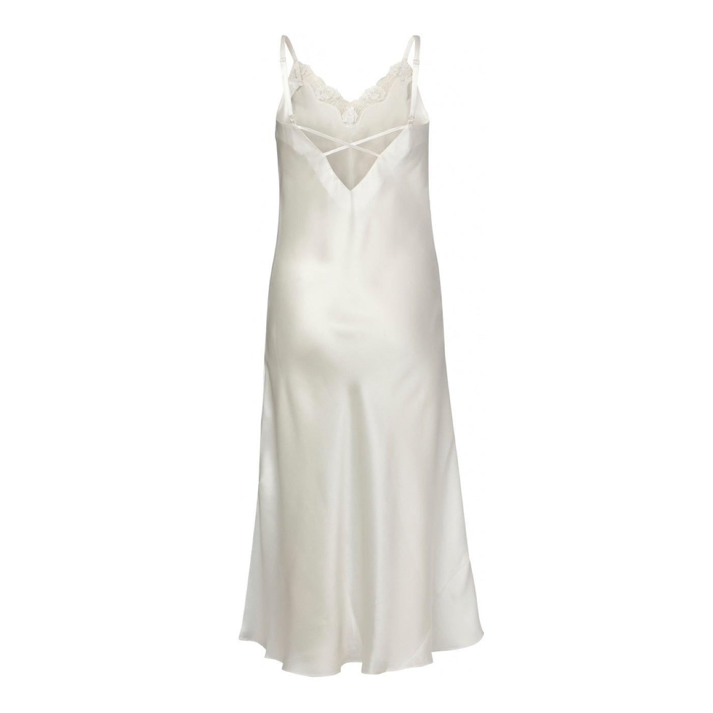 Lady Avenue Long Nightgown Pure Silk Off-white - Härliga Under